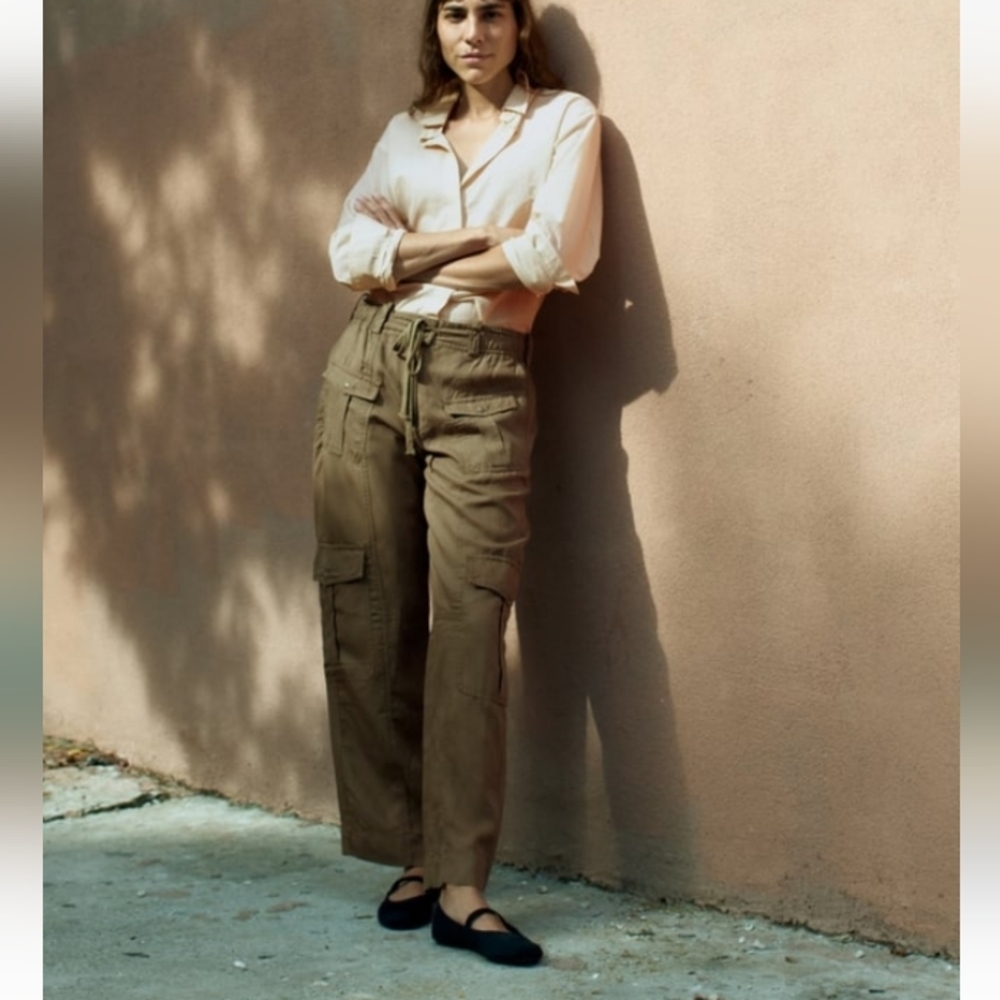 Zara ZW Collection Cropped Cargo Pants Sz-XL